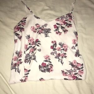 Flower pattern white tank top
